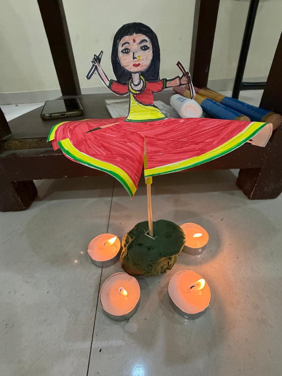 Handmade Ganesha craft and diya teaching aid